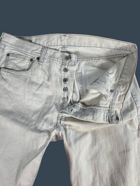 Levi's 501 White Stonewash Jeans Men's 34x34 Button Fly Straight Leg Denim 100%